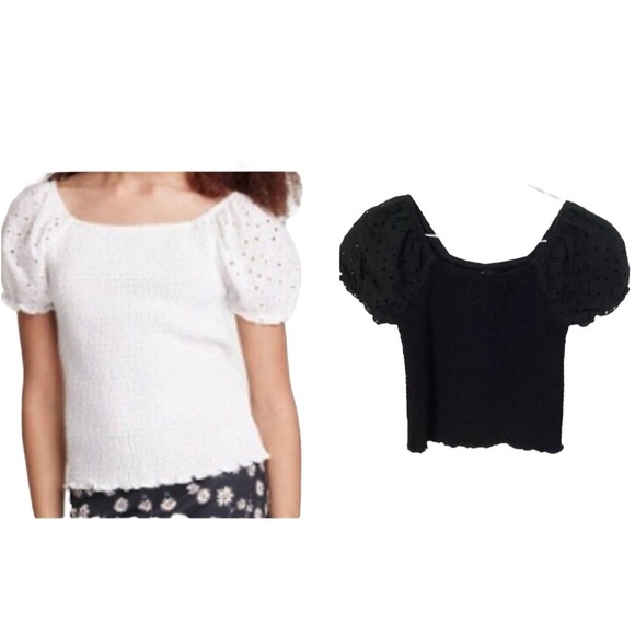 * Art Class Black Eyelet Smocked Top Size 8 Cottagecore Swiftie Y2K Coquette - Picture 1 of 6